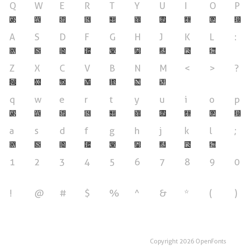 Character Map of Floral Capitals Regular