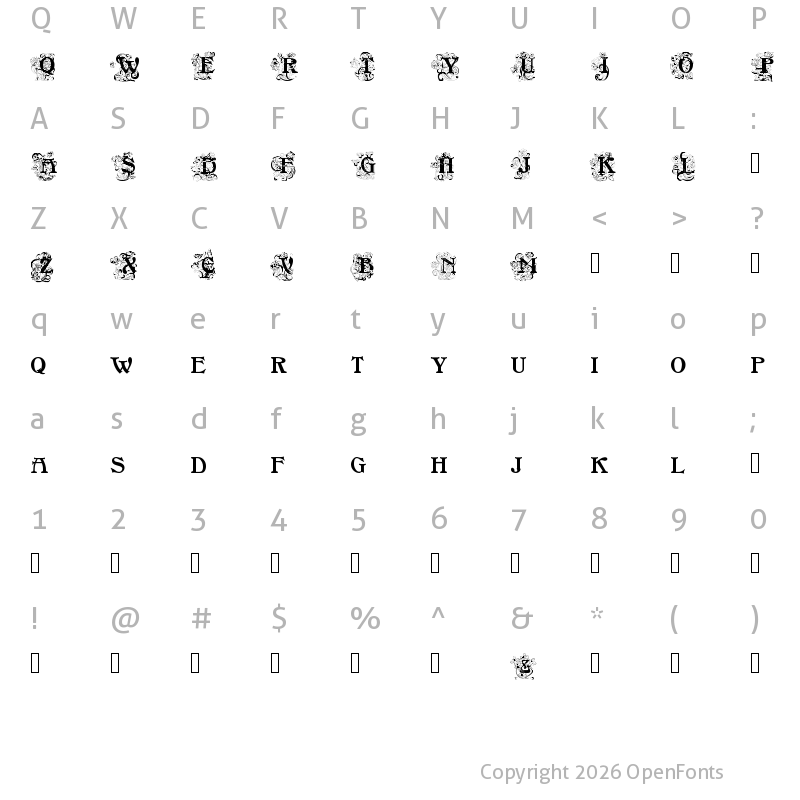 Character Map of FloralCapsNouveau Medium