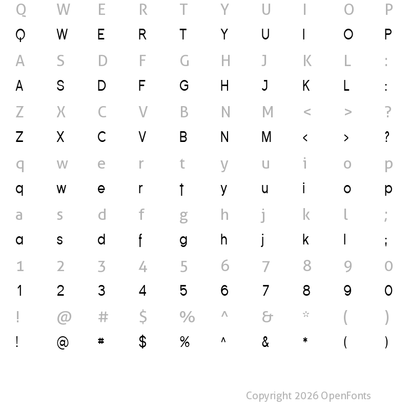 Character Map of Florencesans Cond Regular