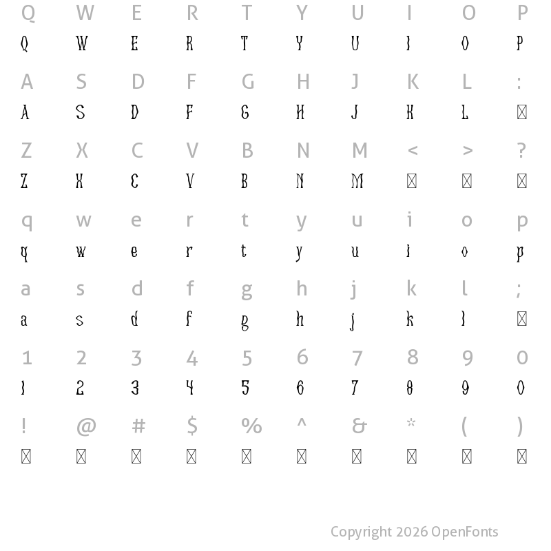 Character Map of Floreste Wavy