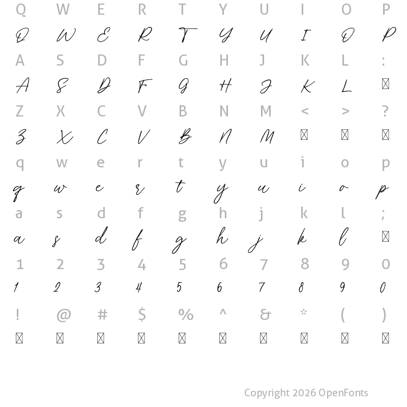 Character Map of Florine Signature Regular