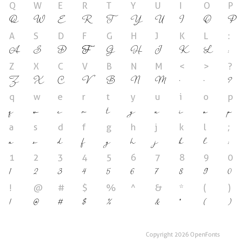 Character Map of Flourish Orchestral Bold Regular