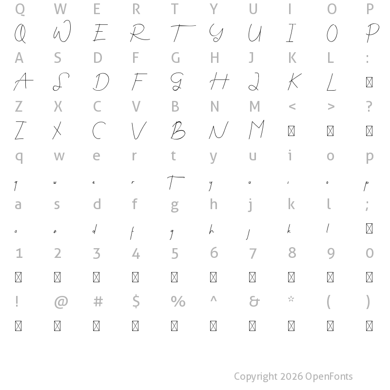 Character Map of Flow Perfect Demo Regular