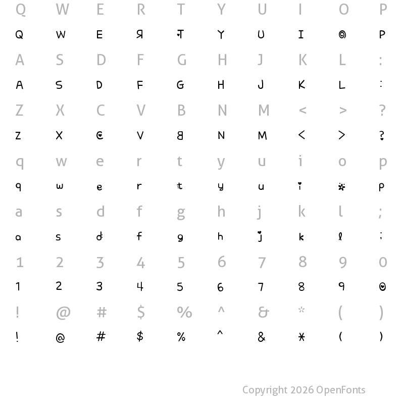 Character Map of Flower Of Love Regular