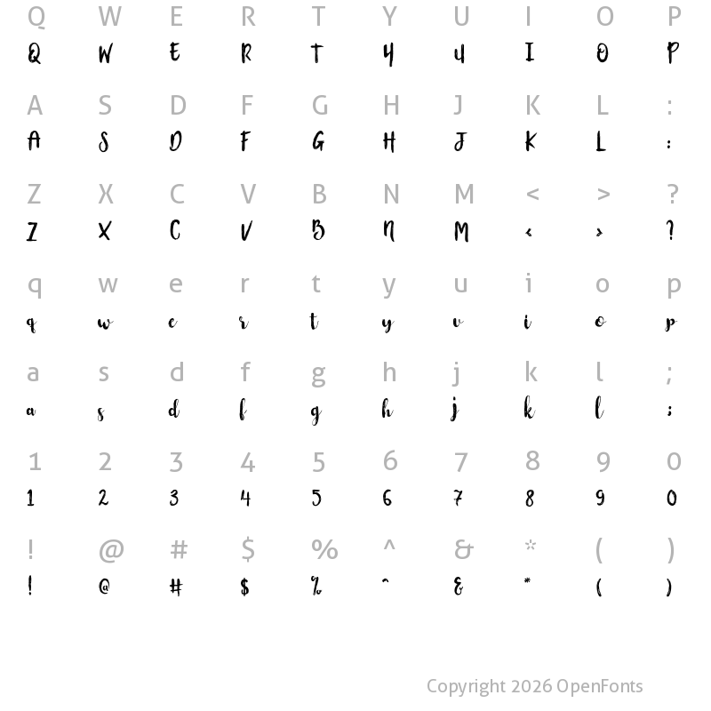 Character Map of Flowerroom Script Regular