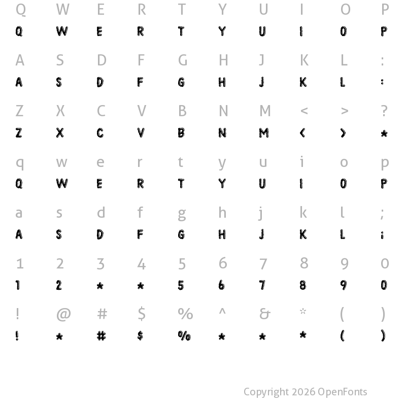 Character Map of Floyal Rush DEMO Regular