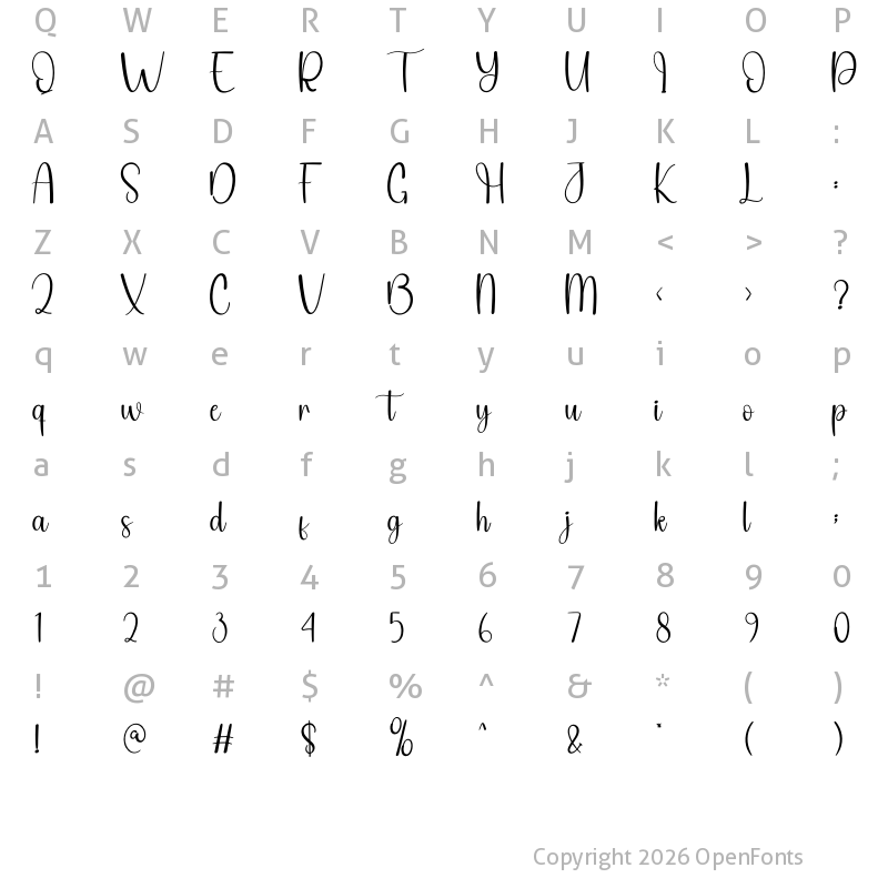 Character Map of Flying Balloons Regular