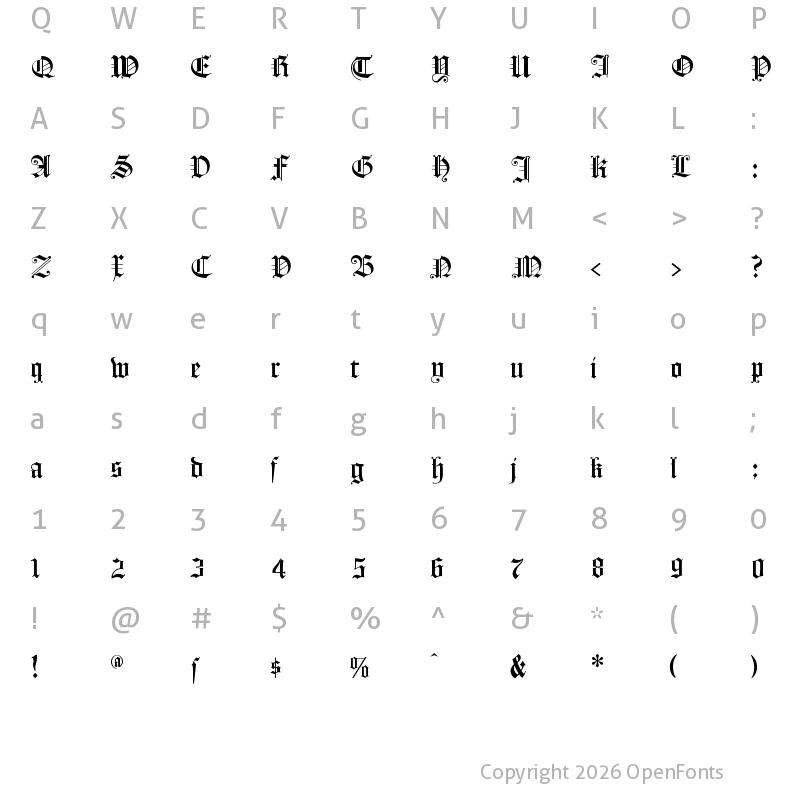 Character Map of FlyingHollander Regular
