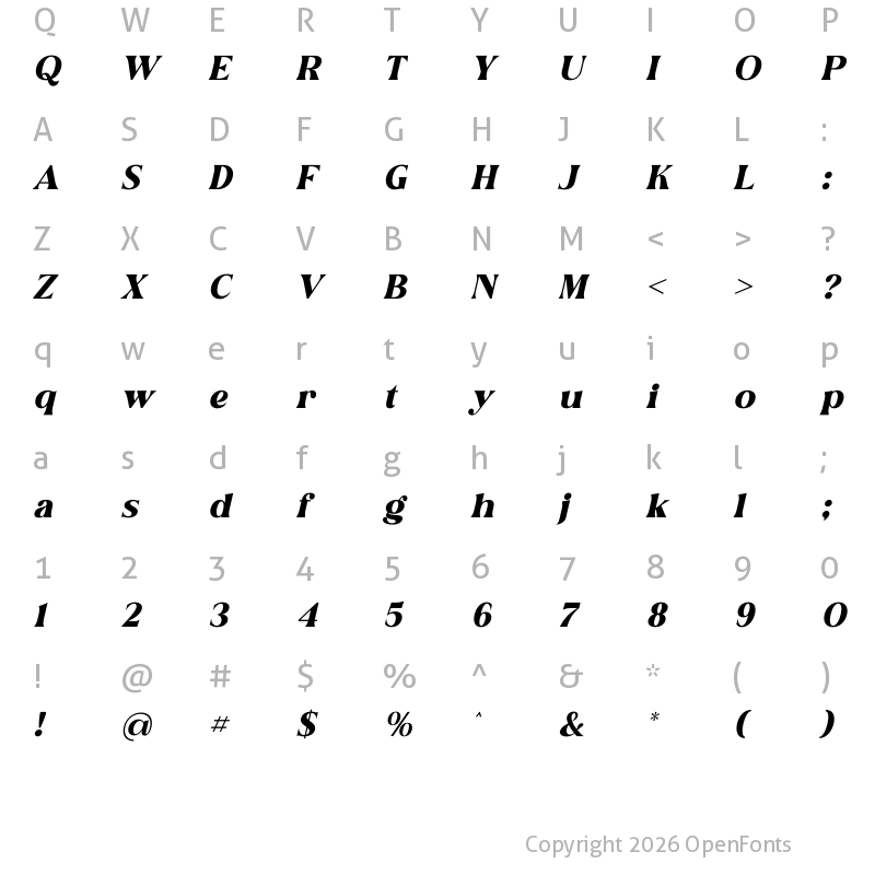 Character Map of Fogsta Italic
