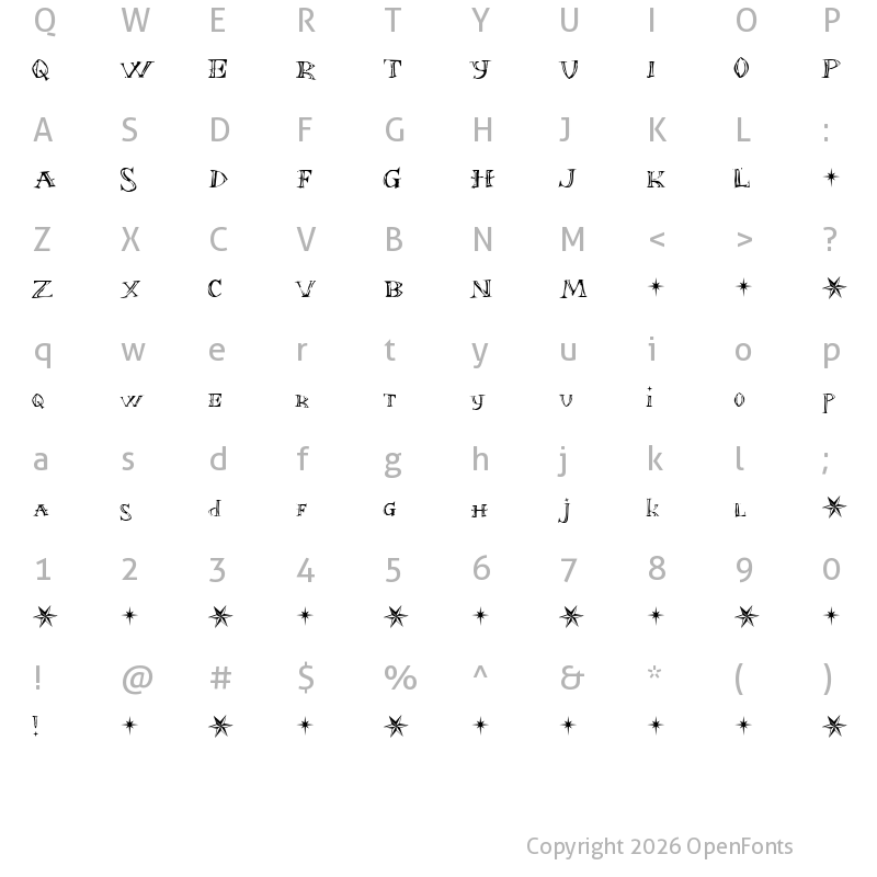 Character Map of Font in a Red Suit (The Christmas Font)