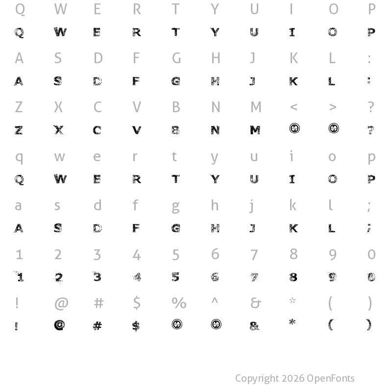 Character Map of Font to a Chainsaw Regular