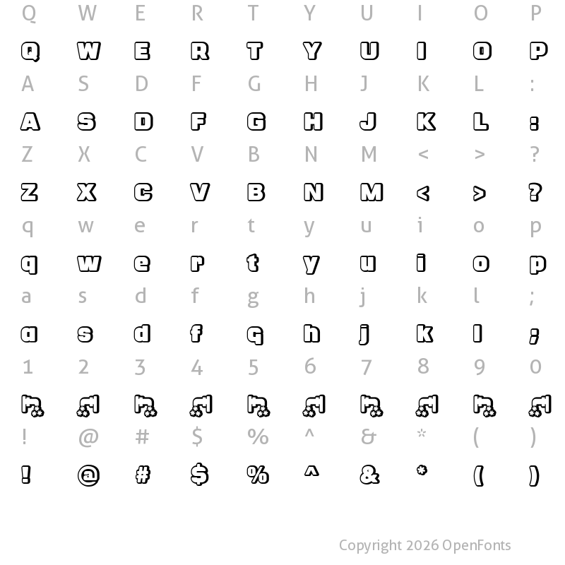 Character Map of Fontanero Bevel