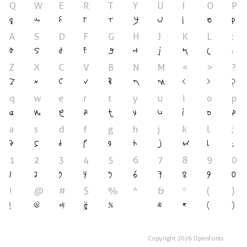 Character Map of Fontbardeo Regular