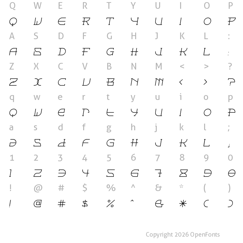 Character Map of Fontcop Regular