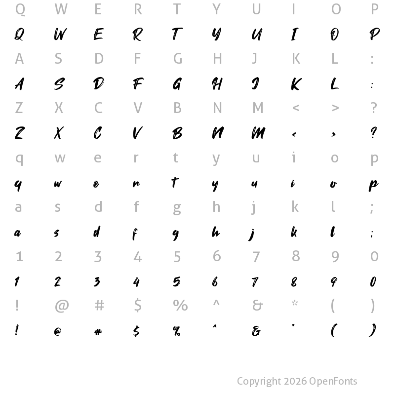 Character Map of Fontjek Regular