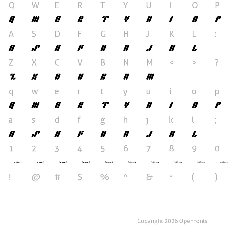 Character Map of Fonts Bomb Skipper Regular