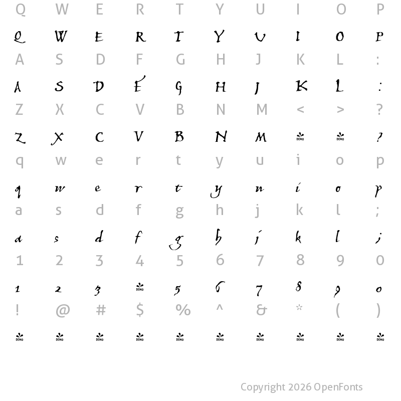 Character Map of FONTSPRING DEMO - 1431 Humane Niccoli Normal