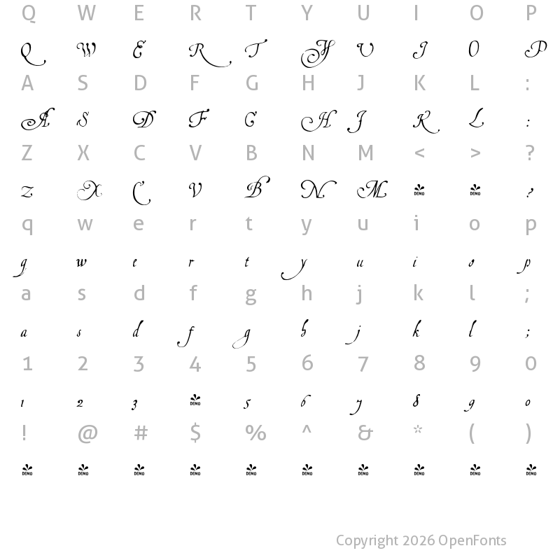 Character Map of FONTSPRING DEMO - 1613 Basilius Regular
