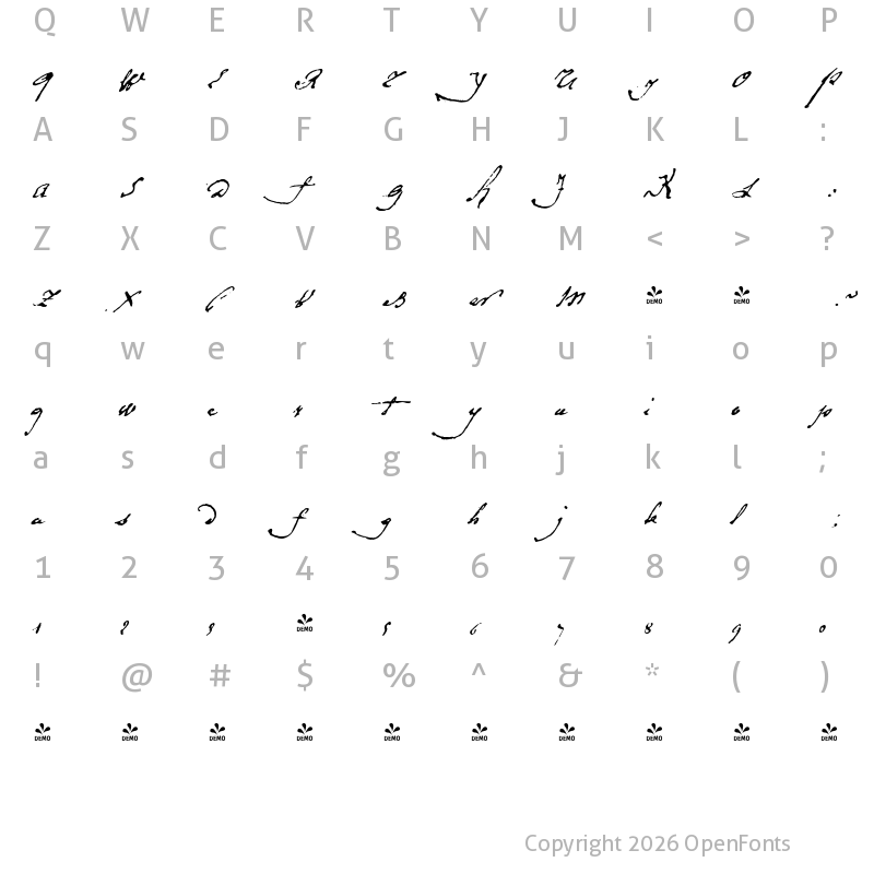 Character Map of FONTSPRING DEMO - 1792 La Marseillaise Regular