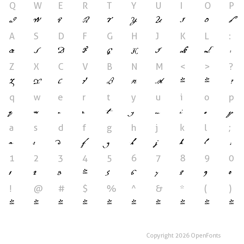 Character Map of FONTSPRING DEMO - 1809 Homer Regular
