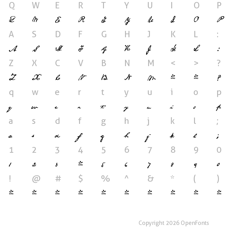 Character Map of FONTSPRING DEMO - 1863_Gettysburg Bold