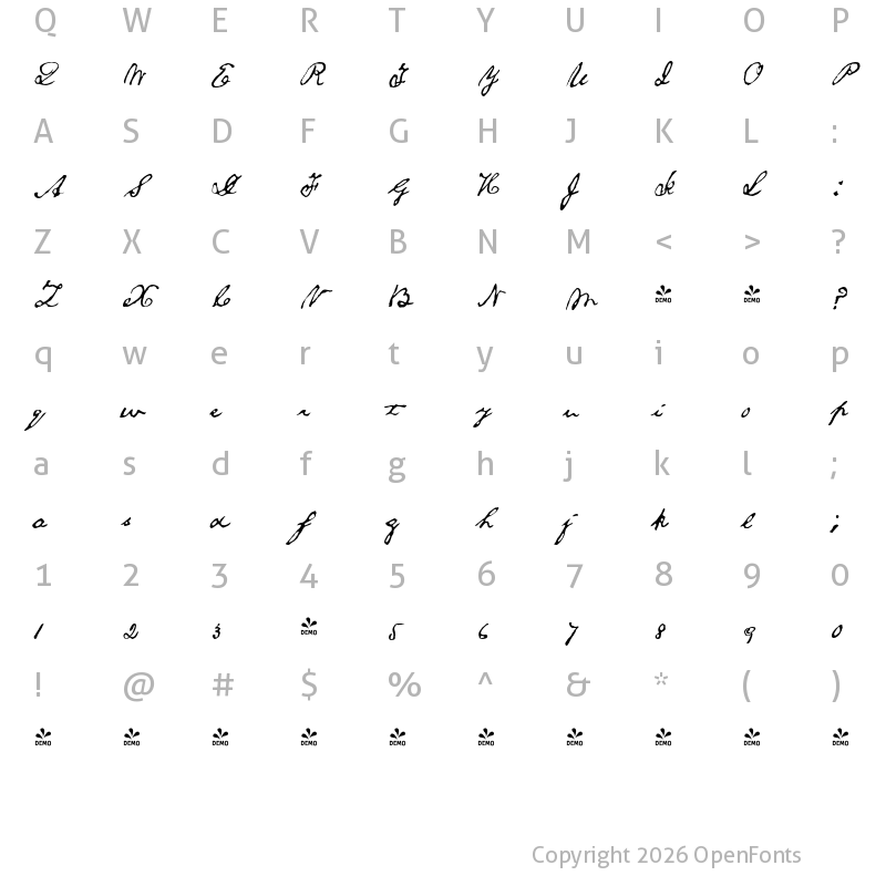 Character Map of FONTSPRING DEMO - 1863_Gettysburg Normal