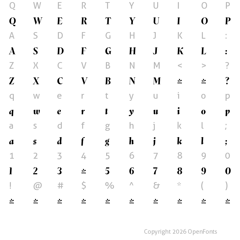Character Map of FONTSPRING DEMO - Abstract Bold It Regular