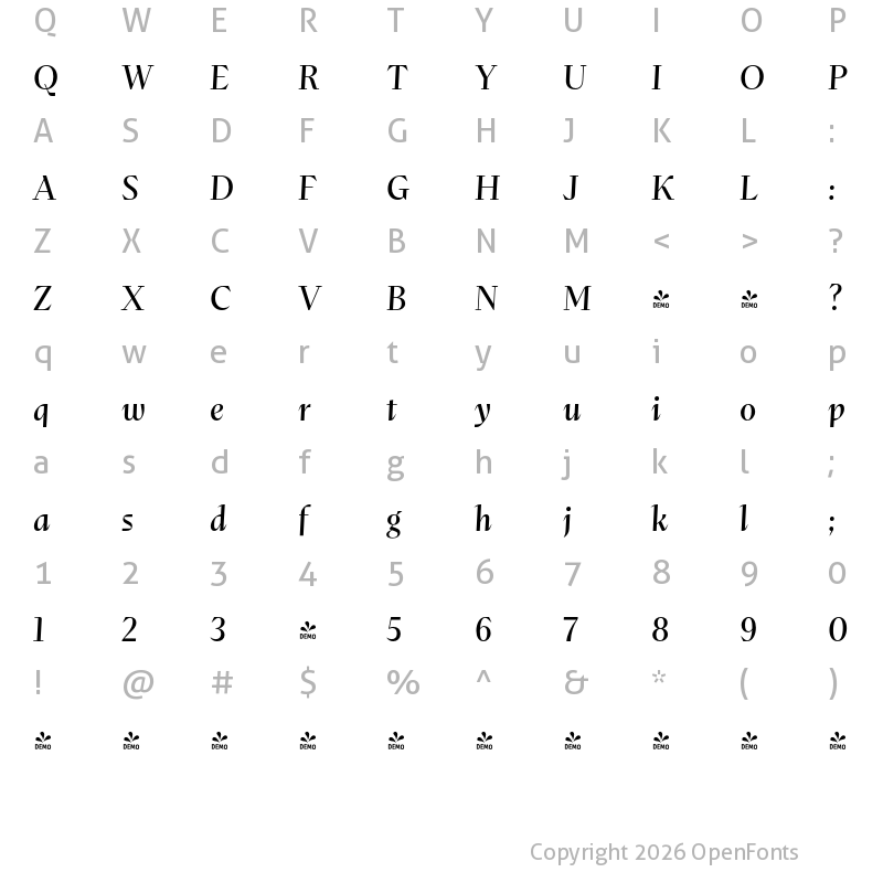 Character Map of FONTSPRING DEMO - Abstract It Regular