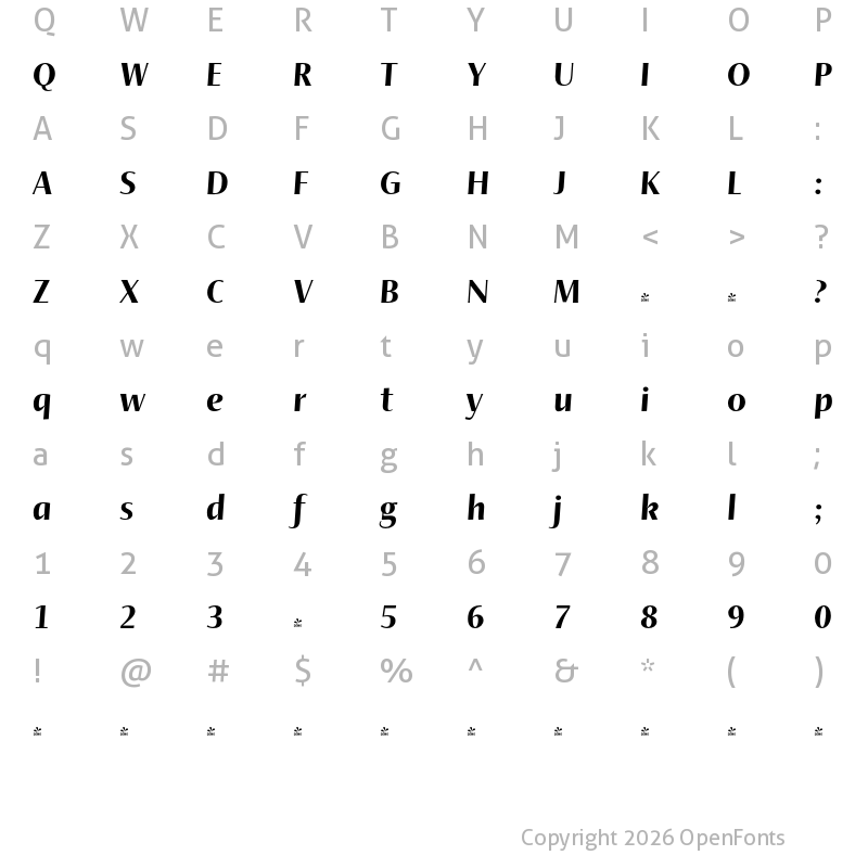 Character Map of FONTSPRING DEMO - Ador Hairline ExtraBold-Italic Regular