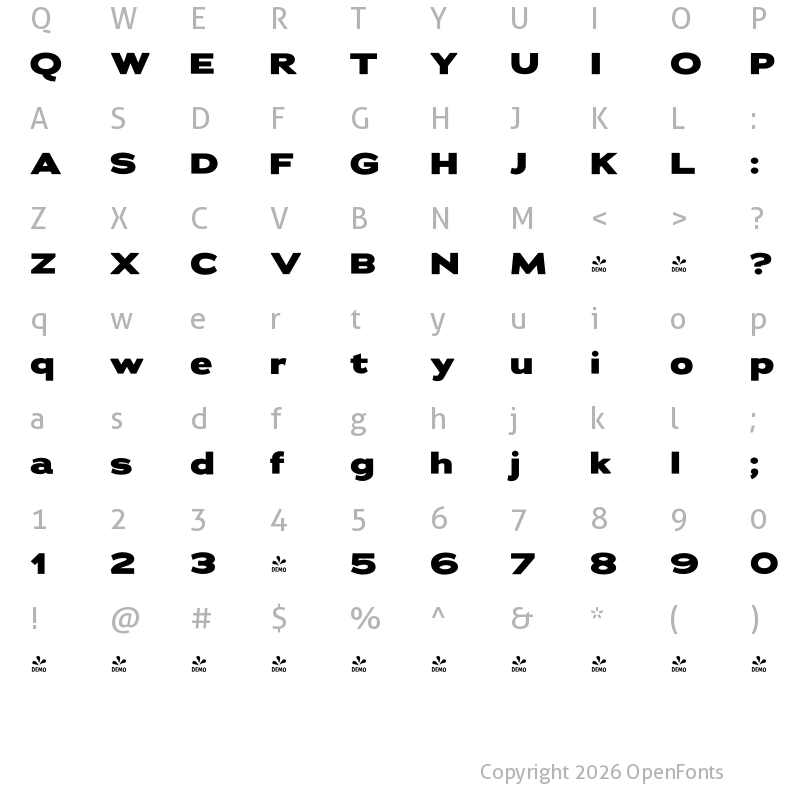 Character Map of FONTSPRING DEMO - Adrianna Extended Xb Regular