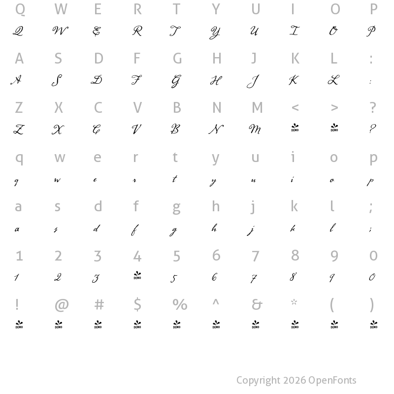 Character Map of FONTSPRING DEMO - AE Prosperity Regular