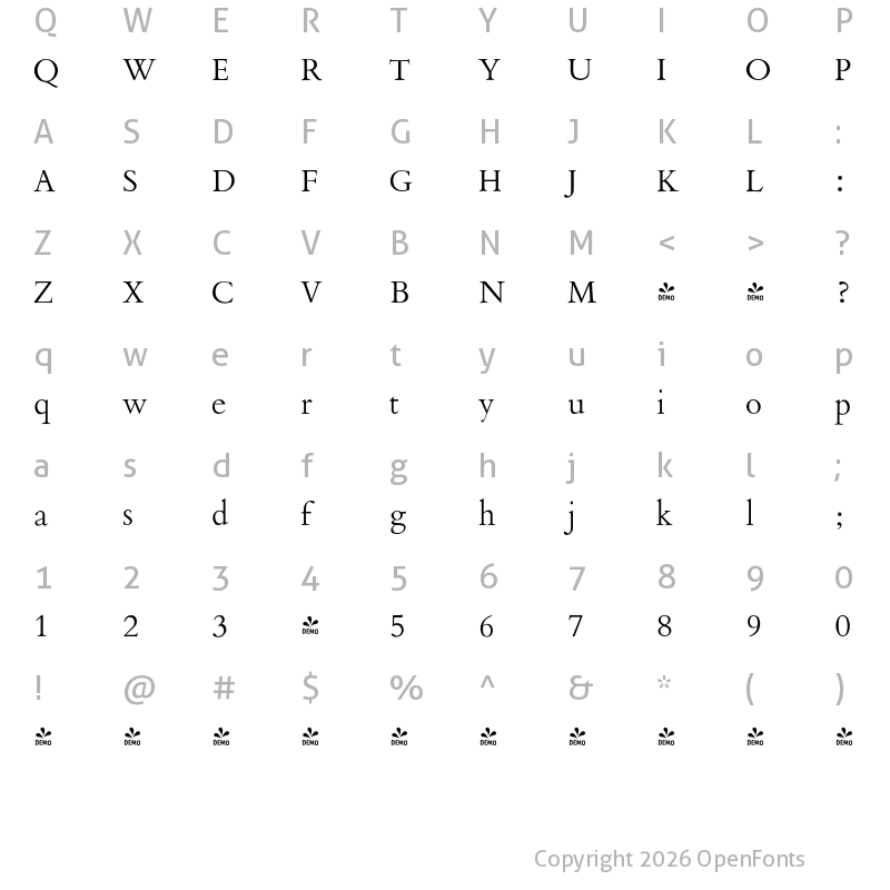 Character Map of FONTSPRING DEMO - Aetna JY Pro Regular