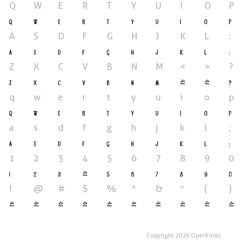 Character Map of FONTSPRING DEMO - Alfons Condensed Bold P Regular