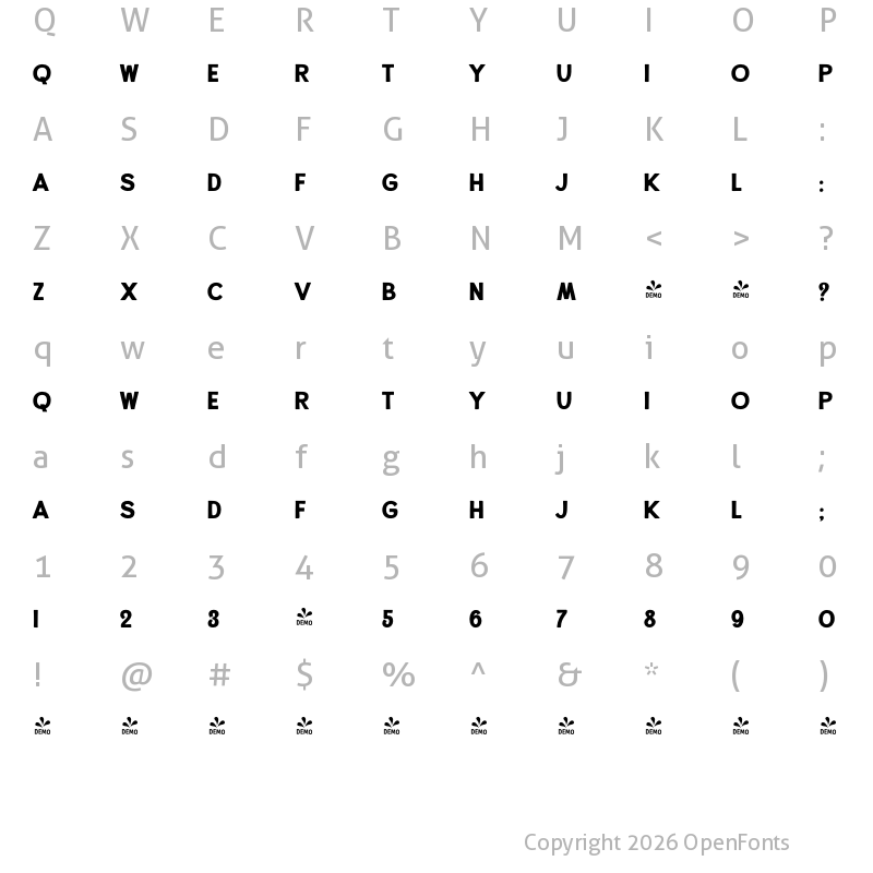 Character Map of FONTSPRING DEMO - Alfons Display Black Regular