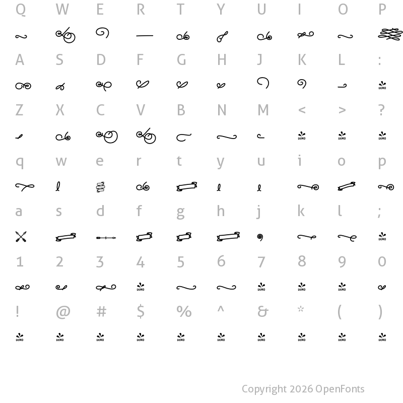 Character Map of FONTSPRING DEMO - Alfons Ornaments Black Regular