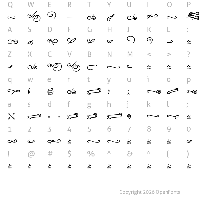 Character Map of FONTSPRING DEMO - Alfons Ornaments Extra Bold Regular