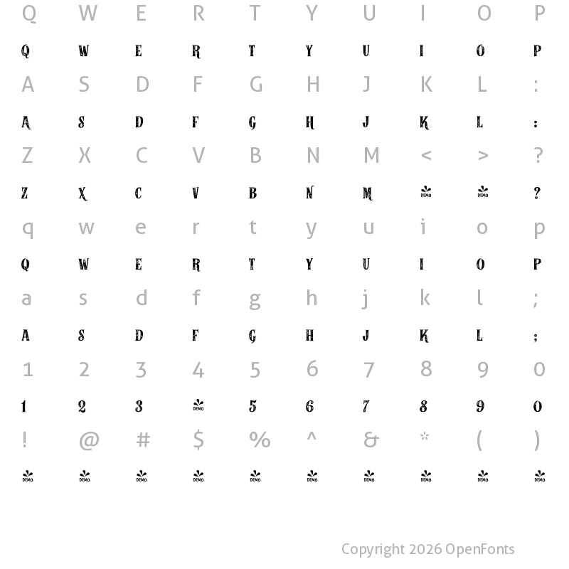 Character Map of FONTSPRING DEMO - Alfons Serif Bold 2 P Regular