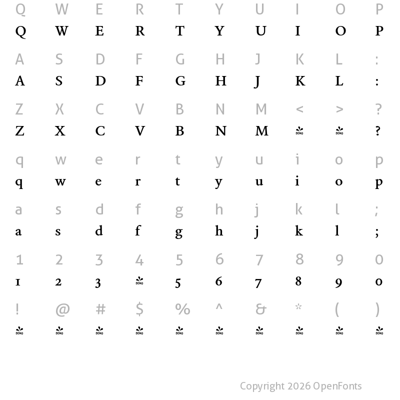 Character Map of FONTSPRING DEMO - Alia JY Bold