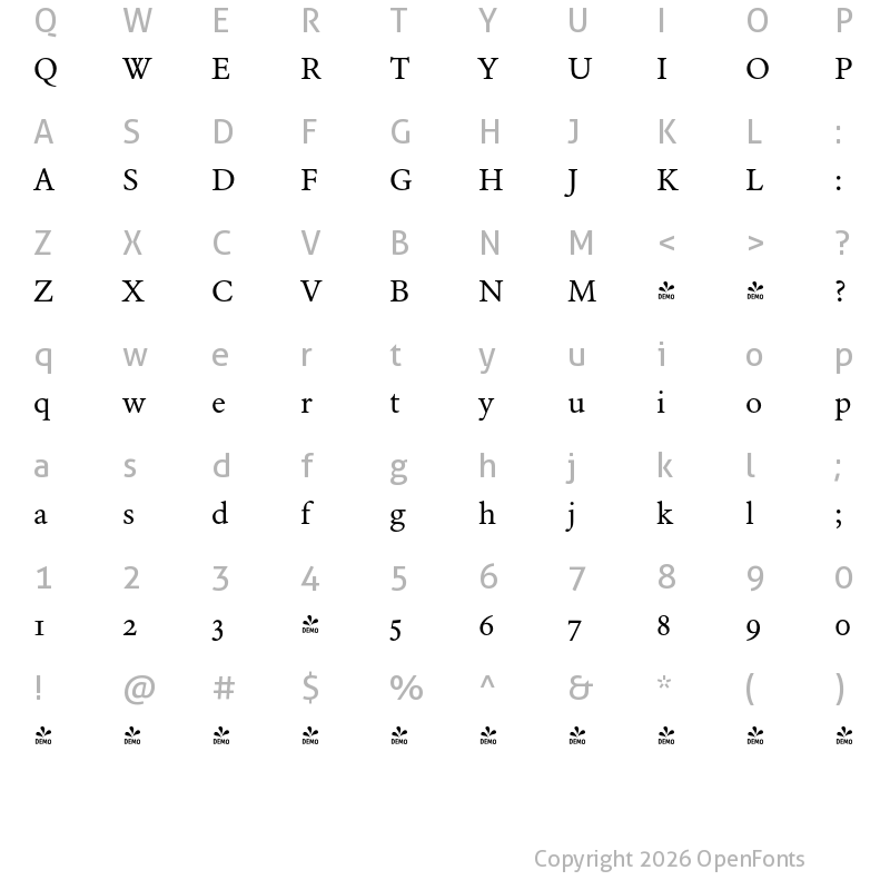 Character Map of FONTSPRING DEMO - Alia JY Regular