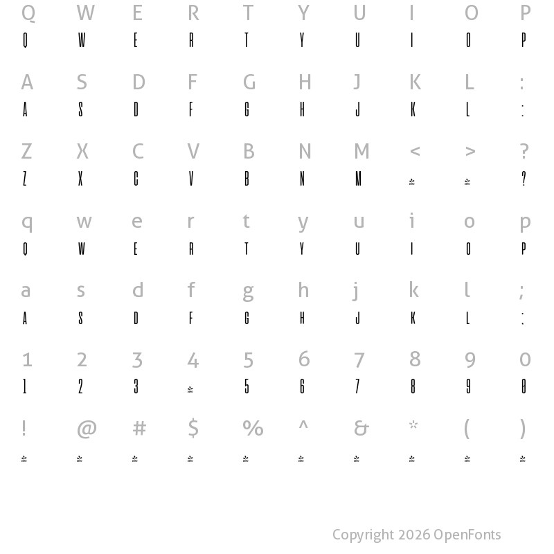 Character Map of FONTSPRING DEMO - Aliens & cows Light Regular
