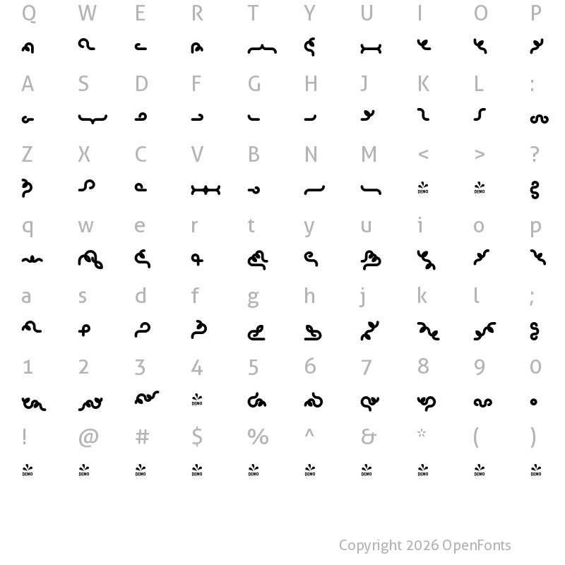 Character Map of FONTSPRING DEMO - Alio Decor Black Regular