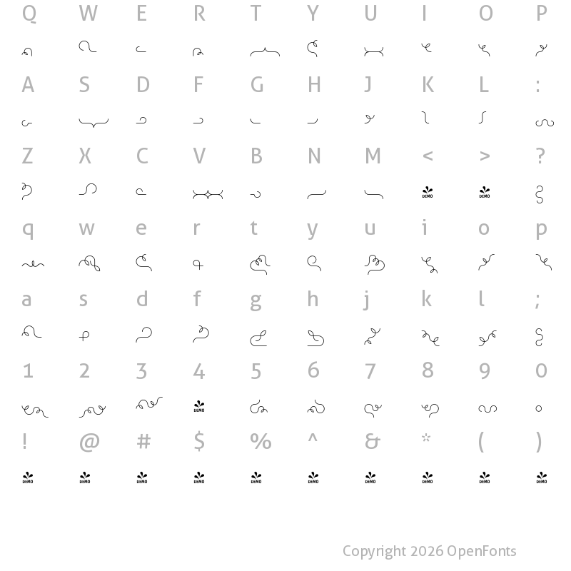Character Map of FONTSPRING DEMO - Alio Decor Light Regular