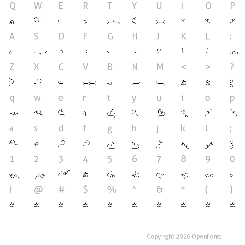 Character Map of FONTSPRING DEMO - Alio Decor Regular