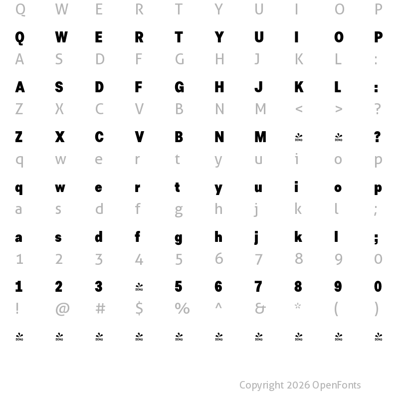 Character Map of FONTSPRING DEMO - Allrounder Grotesk Cmp Black Regular