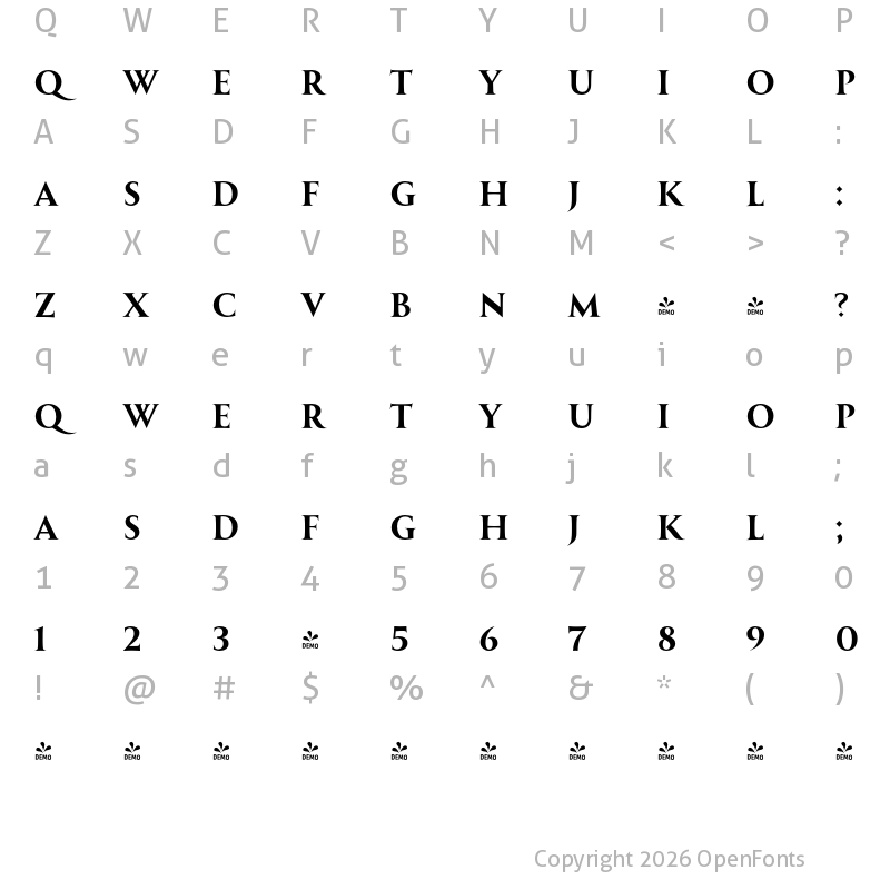 Character Map of FONTSPRING DEMO - Allrounder Monument Medium Regular