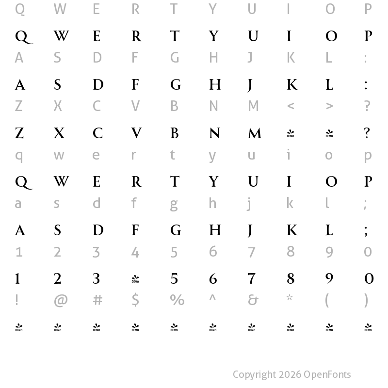 Character Map of FONTSPRING DEMO - Allrounder Monument Regular