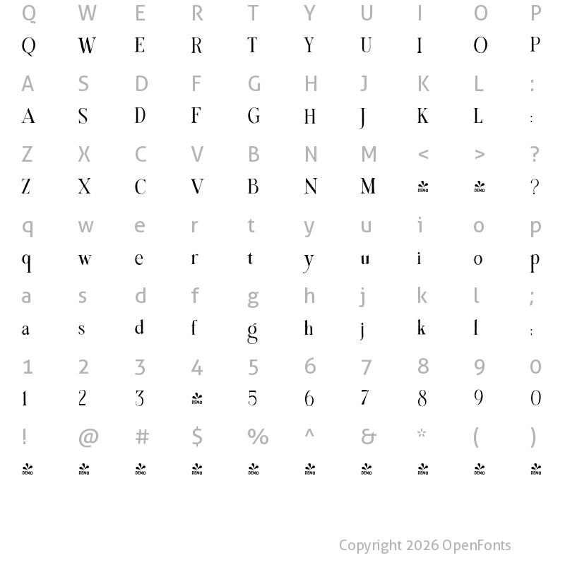 Character Map of FONTSPRING DEMO - Almondy Regular