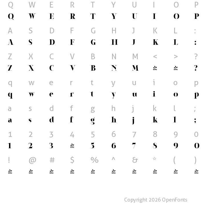Character Map of FONTSPRING DEMO - Alonga Bold Regular