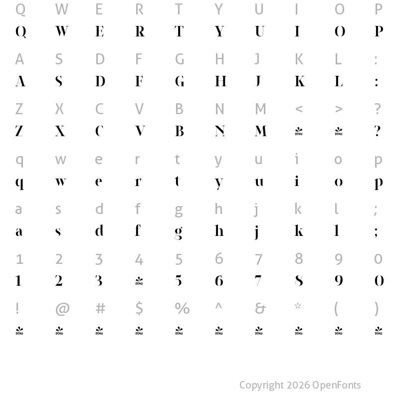 Character Map of FONTSPRING DEMO - Alonga Regular Regular