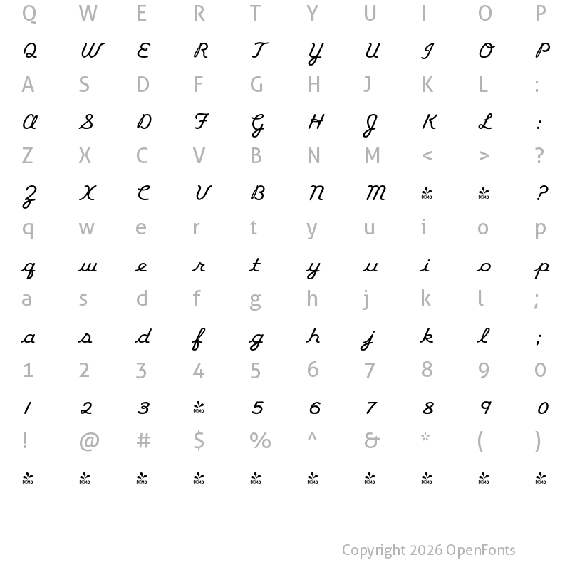 Character Map of FONTSPRING DEMO - Alright Regular